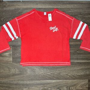 Old Navy Red‎ Long Sleeve Tee with Sporty Stripes